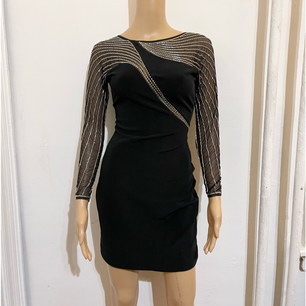 Vintage Cache beaded little black dress size small evening dress